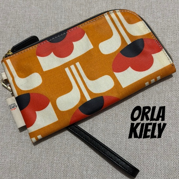 Orla Kiely Handbags - Orla Kiely for Target-Zipper Pouch with Wristlet Strap-Red/Orange/Navy/Cream-GUC